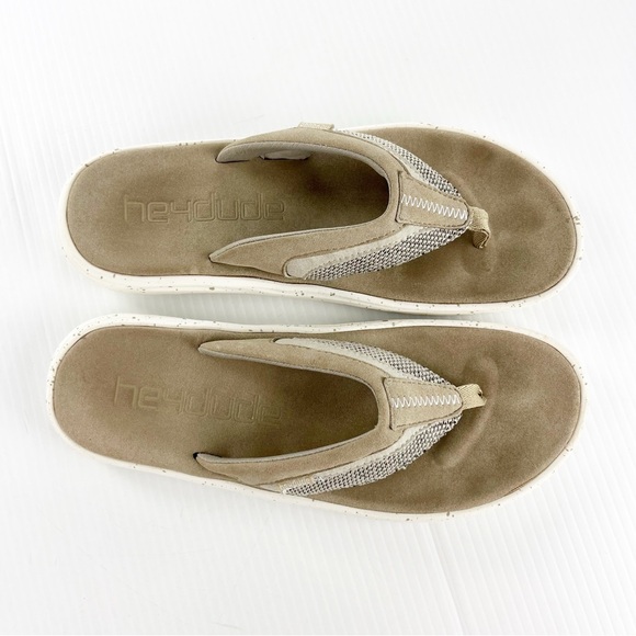 Hey Dude Flinn Sox Brown Slip On Thong Flip Flop Sandals Shoes - Picture 4 of 6